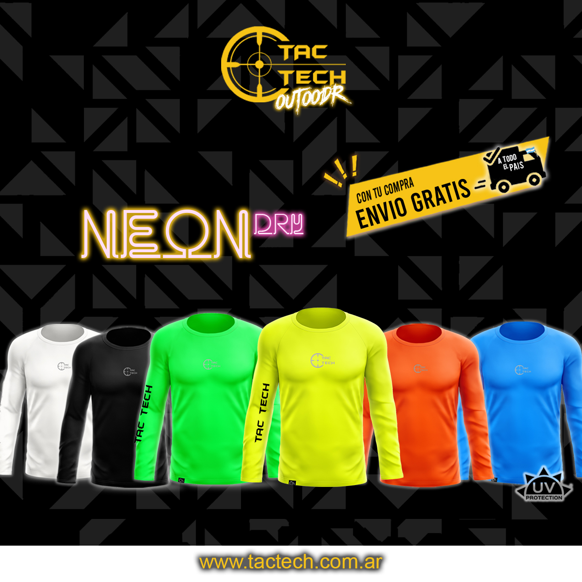 difícil suicidio ajustar remera proteccion UV neon dry envio gratis! - Tac Tech